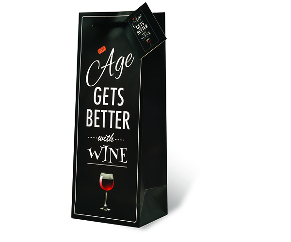 Printed Paper Wine Bottle Bag  - Age Gets Better With Wine