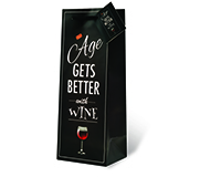 Printed Paper Wine Bottle Bag  - Age Gets Better With Wine-17711