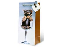 Printed Paper Wine Bottle Bag  - A Puppy Pour-17712