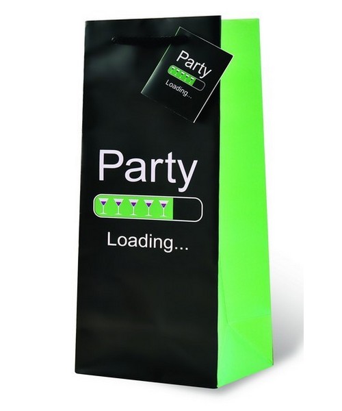 Printed Paper Wine Bottle Bag  - Party Loading