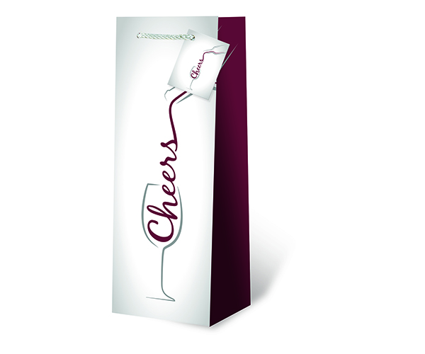 Silver Pour Some Cheer Wine Bottle Gift Bag