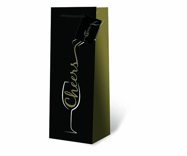 Gold Pour Some Cheer Wine Bottle Gift Bag