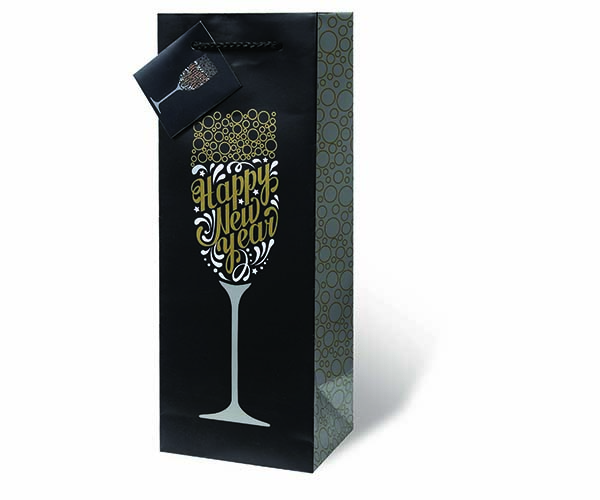 PAPYRUS Beverage Gift Bags Happy New Year Wine Bottle Bag 5x14x5 - Digs N  Gifts