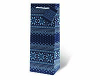 Blue Holiday Sweater Wine Bottle Gift Bag-17870