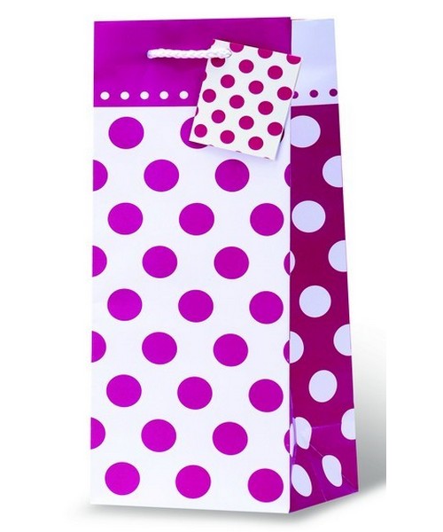 Pink Polka Dots Wine Bottle Gift Bag