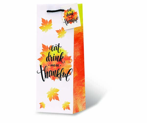 Eat, Drink, and be Thankful Wine Bottle Gift Bag