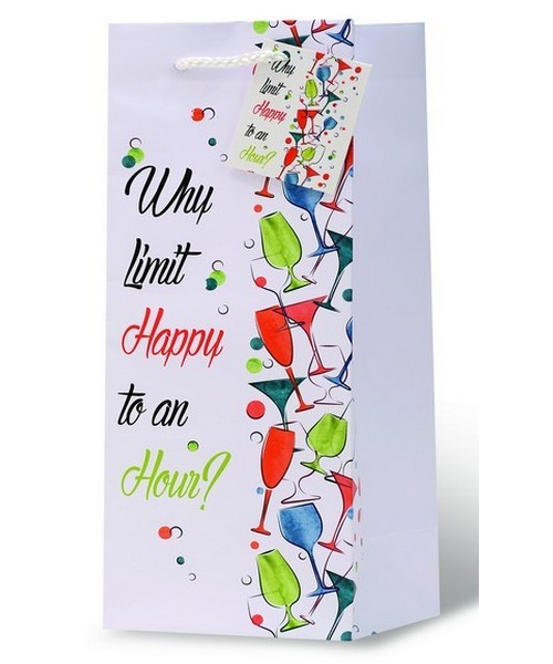 Why Limit Happy to an Hour? Wine Bottle Gift Bag