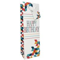 Printed Paper Wine Bottle Bag - Happy Birthday Masculine-27081