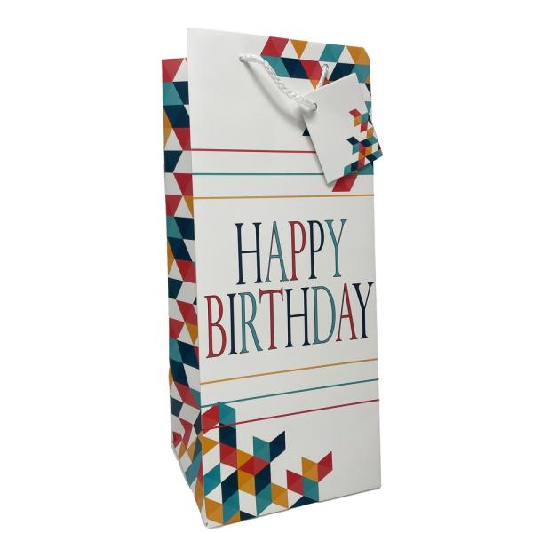 Printed Paper Liquor Bag - Happy Birthday Masculine Printed Paper Liquor Bag - Happy Birthday Masculine