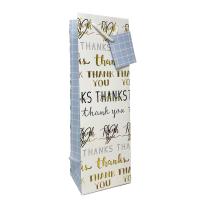 Printed Paper Wine Bottle Bag - Black/White Thank you-27083