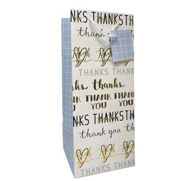 Printed Paper Liquor Bag - Black/ White Thank you Printed Paper Liquor Bag - Black/ White Thank you