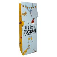 Printed Paper Wine Bottle Bag - Let's Celebrate-27086