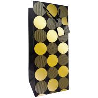 1.75 Liter Paper Liquor Bag Black & Gold Polka Dots-27094