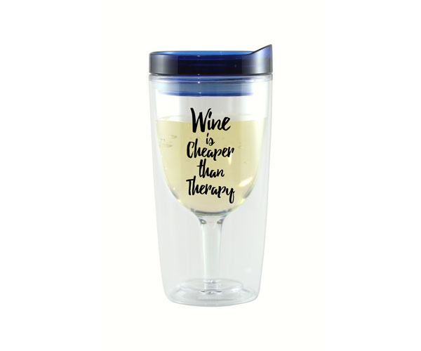 Wine is Cheaper Than Therapy Wine Tumbler