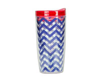 Vingo 10 oz Double-Walled Wine Tumbler - Chevron Navy-AC1107