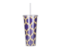Thirzt 2 Go Tumbler with Lid & Straw - Moroccan Purple/Yellow-AC3015