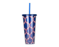 Thirzt 2 Go Tumbler with Lid & Straw - Moroccan Blue/Red-AC3016