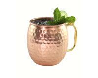 Moscow Mule Copper Mug with Brass Handle/Thumb Rest 30 oz (Style: Hammered)-AC6005
