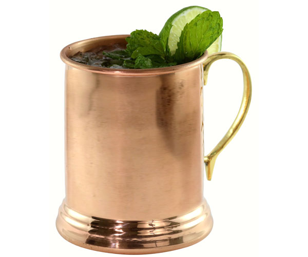24 oz Copper Tankard Smooth with Brass Handle