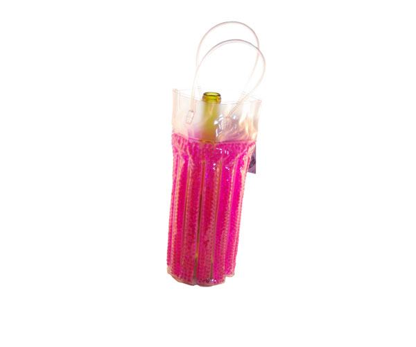 Cool Sack Round Beaded Wine Tote Pink - Freezer Wine Bag