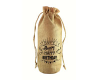 Happy Happy Birthday Jute Wine Bottle Sack-JB1007