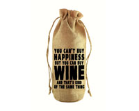 You Can't Buy Happiness Jute Wine Bottle Sack-JB1024