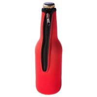 Neoprene Beer Bottle Jacket with Zipper Red-NP405