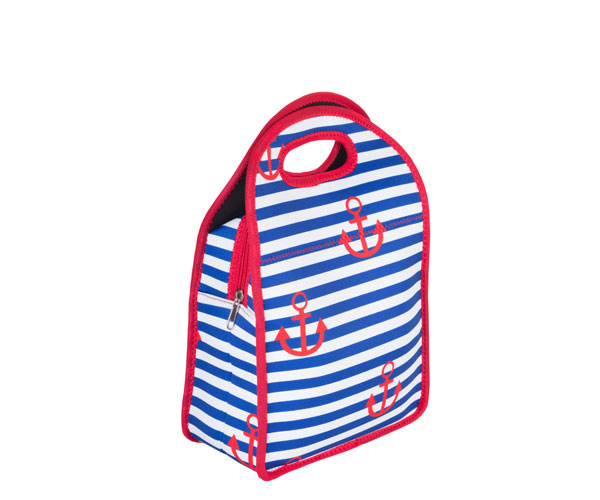 Neoprene Lunch Tote - Stripes & Anchors