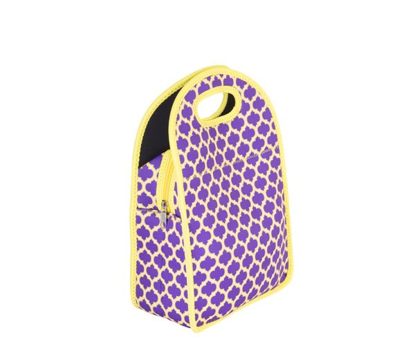 Neoprene Lunch Tote - Purple & Yellow