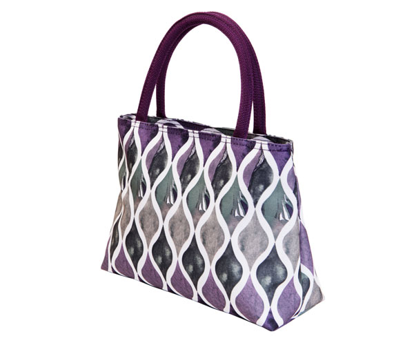 Insulated Beach or Lunch Tote - Purple Waves