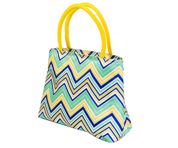 Insulated Beach or Lunch Tote - Yellow Multi Color Chevrons
